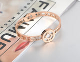 Stainless Steel Roman Numerals Shell Cuff Bangle JB18057