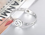 Stainless Steel Roman Numerals Shell Cuff Bangle JB18057