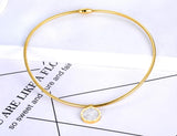 Stainless Steel Roman Numeral Pendant Necklace For Women