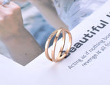 X Cross Anniversary Ring Rose CZ Crystal Wedding Jewelry