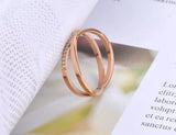X Cross Anniversary Ring Rose CZ Crystal Wedding Jewelry