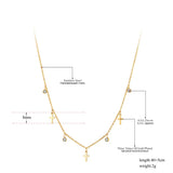 Bohemia Party Necklace Titanium Stainless Steel CZ Crystal Cross Charm Pendant