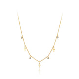 Bohemia Party Necklace Titanium Stainless Steel CZ Crystal Cross Charm Pendant