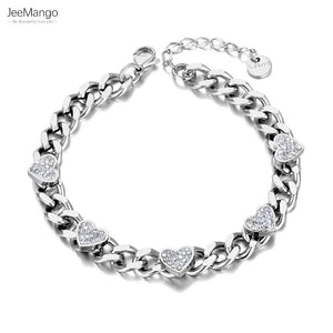 Heart Charm Bracelet Titanium Stainless Steel Chain 18K Plated JB22004