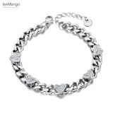 Heart Charm Bracelet Titanium Stainless Steel Chain 18K Plated JB22004
