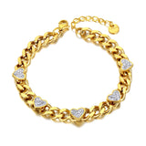 Heart Charm Bracelet Titanium Stainless Steel Chain 18K Plated JB22004
