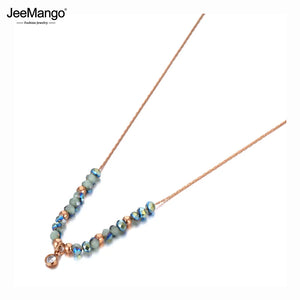 Colorful Crystal Charm Pendant Necklace Rose Choker for Women