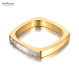 Cubic Zirconia Geometric Shell Ring 18K Plated Bohemia JR21028