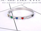 Colorful Cubic Zirconia Heart Bangle Bracelet for Women