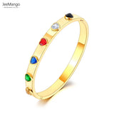 Colorful Cubic Zirconia Heart Bangle Bracelet for Women