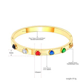 Colorful Cubic Zirconia Heart Bangle Bracelet for Women