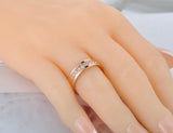 Rose CZ Crystal Charm Titanium Stainless Steel Wedding Ring for Women