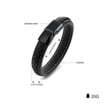 Men's Leather Wrap Bracelet Stainless Steel Buckle Charm Bangle