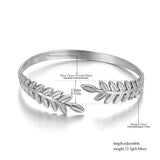 316L Stainless Steel Leaf Plant Charm Bracelet Bangle for Women