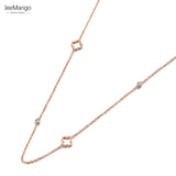 Rose Flower Choker Necklace Stainless Steel CZ Crystal Pendant JN19144