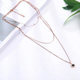 Rose Flower Choker Necklace Stainless Steel CZ Crystal Pendant JN19144