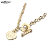 Rose Flower Choker Necklace Stainless Steel CZ Crystal Pendant JN19144