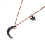 Rose Flower Choker Necklace Stainless Steel CZ Crystal Pendant JN19144