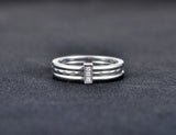 CZ Crystal Silver Engagement Ring Stainless Steel Wedding Ring