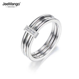 CZ Crystal Silver Engagement Ring Stainless Steel Wedding Ring