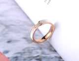 Rose CZ Crystal Titanium Steel Wedding Rings For Women