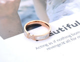 Rose CZ Crystal Titanium Steel Wedding Rings For Women