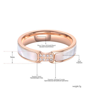 Rose CZ Crystal Titanium Steel Wedding Rings For Women