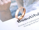 Rose CZ Crystal Titanium Steel Wedding Rings For Women