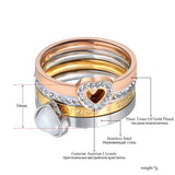 Heart Opals & Rhinestone Bridal Wedding Ring