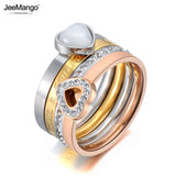 Heart Opals & Rhinestone Bridal Wedding Ring
