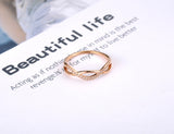 Titanium Stainless Steel CZ Crystal Rose Wedding Ring for Women