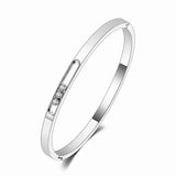 Titanium Stainless Steel Wedding Bangles CZ Crystal Cuff Bracelet