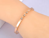 Titanium Stainless Steel Wedding Bangles CZ Crystal Cuff Bracelet