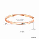 Titanium Stainless Steel Wedding Bangles CZ Crystal Cuff Bracelet