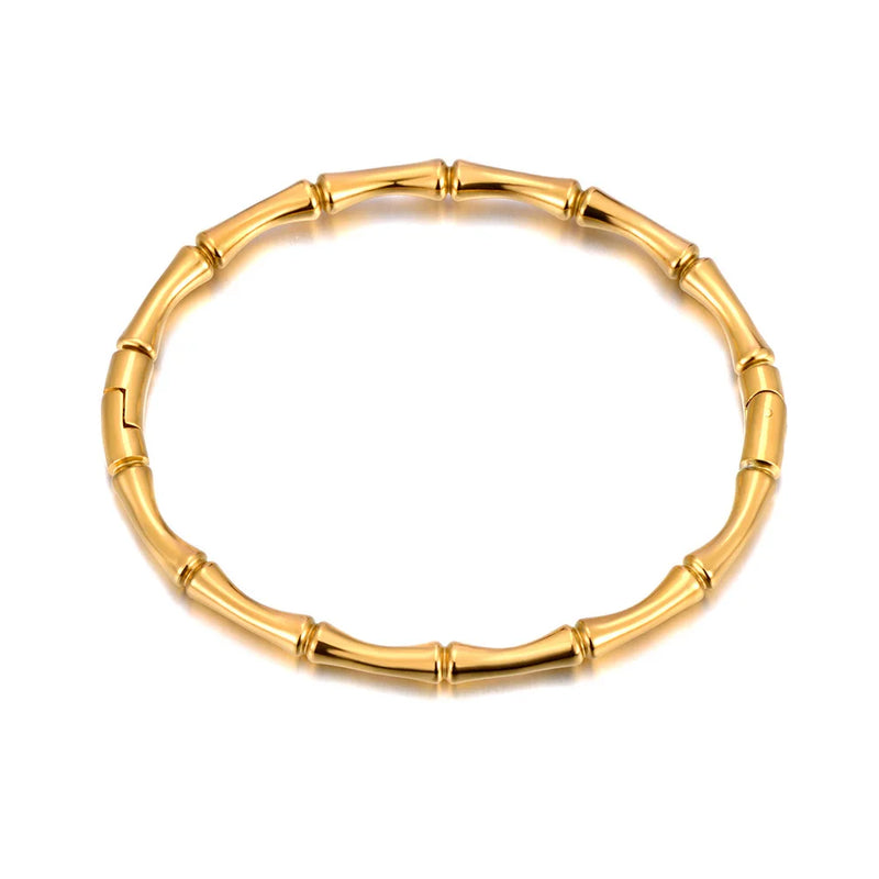 Waterproof Stainless Steel Bamboo Bangle Bracelet