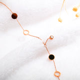 Vintage Stainless Steel Rose Plated Beaded Chain Anklet Foot Jewelry