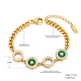 Green Shell Charm Cuban Chain Bracelet For Women