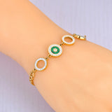 Green Shell Charm Cuban Chain Bracelet For Women