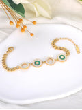 Green Shell Charm Cuban Chain Bracelet For Women