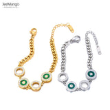 Green Shell Charm Cuban Chain Bracelet For Women