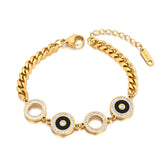 Green Shell Charm Cuban Chain Bracelet For Women