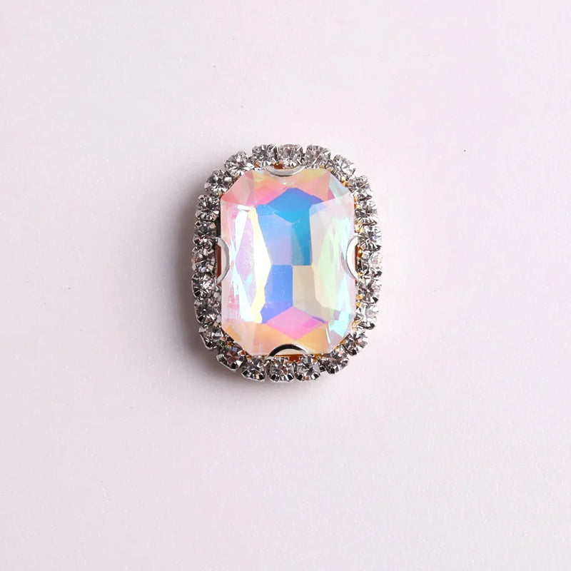 AB Rhinestone Jelly Candy Rectangle Trim for Clothes DIY