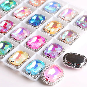 AB Rhinestone Jelly Candy Rectangle Trim for Clothes DIY