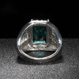 925 Silver Men's Ring Emerald Green Zircon Business Man Rings