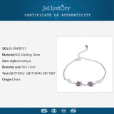 925 Silver Bracelet Fox Amethyst Zircon Gemstone Women Wedding Party