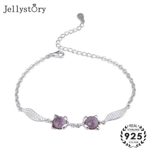 925 Silver Bracelet Fox Amethyst Zircon Gemstone Women Wedding Party