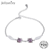 925 Silver Bracelet Fox Amethyst Zircon Gemstone Women Wedding Party