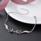 925 Silver Bracelet Fox Amethyst Zircon Gemstone Women Wedding Party