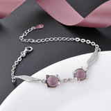 925 Silver Bracelet Fox Amethyst Zircon Gemstone Women Wedding Party
