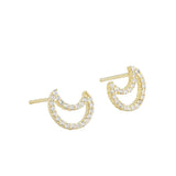 925 Silver Diamond Zircon Stud Earrings Moon Wedding Jewelry